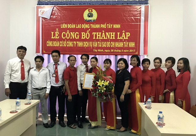 Thành lập CĐCS Cty TNHH DV Vận tải Sao Đỏ chi nhánh Tây Ninh