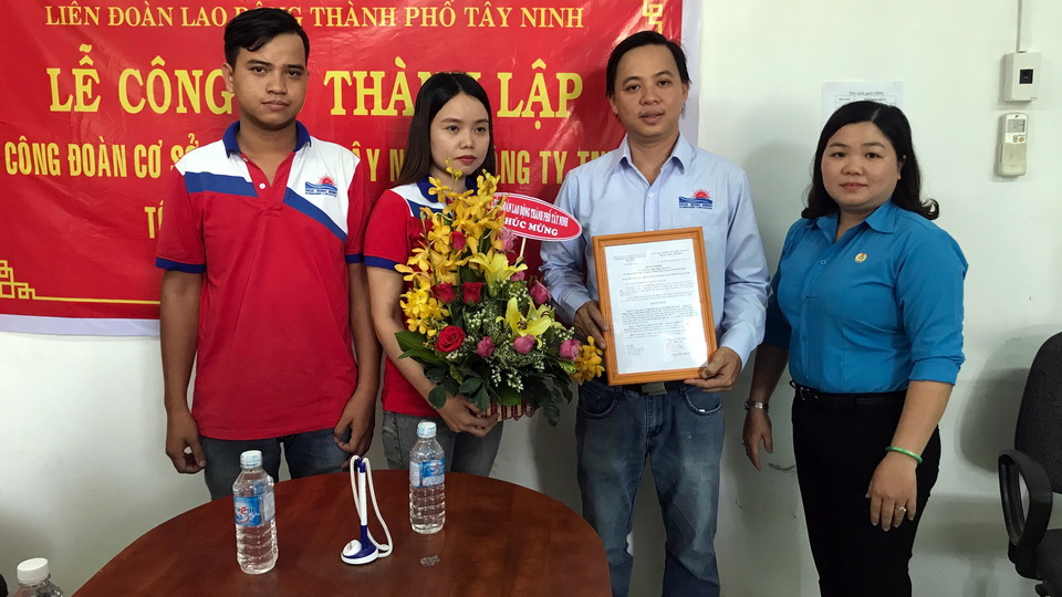 Thành lập CĐCS Cty TNHH Tổng Công ty Hòa Bình Minh - CN Tây Ninh